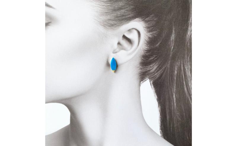 【ふるさと納税】茅ヶ崎市 湘南 陶磁器 ピアス 上品 かわいい レディース ギフト プレゼント 誕生日 母の日 お祝い サマーギフト ゴールド 金 アート アクセサリー Artopus.SHONAN イヤリング マーキス ブルー