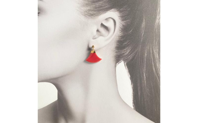 【ふるさと納税】茅ヶ崎市 湘南 陶磁器 ピアス 上品 かわいい レディース ギフト プレゼント 誕生日 母の日 お祝い サマーギフト ゴールド 金 アート アクセサリー Artopus.SHONAN イヤリング 富士 レッド