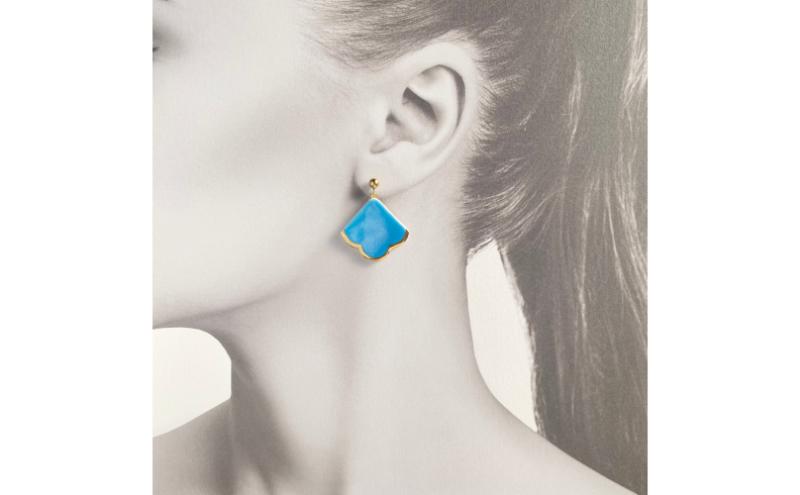 【ふるさと納税】茅ヶ崎市 湘南 陶磁器 ピアス 上品 かわいい レディース ギフト プレゼント 誕生日 母の日 お祝い サマーギフト ゴールド 金 アート アクセサリー Artopus.SHONAN イヤリング 松 ブルー