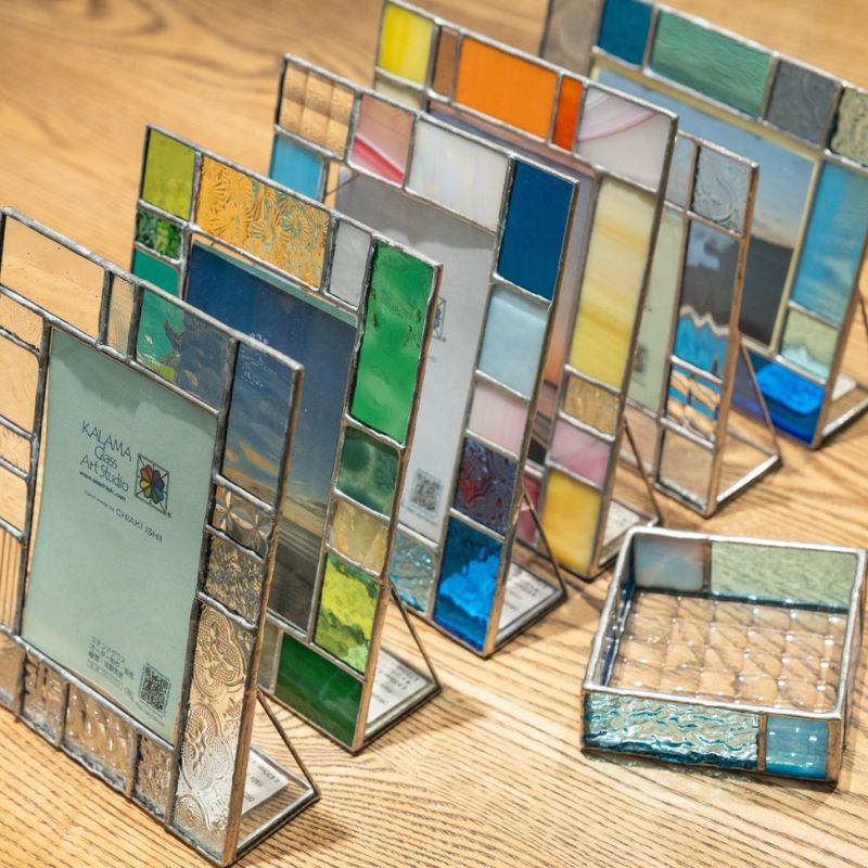 ステンドグラス　モザイクアート　写真立て（クリアカラー横向き） インテリア