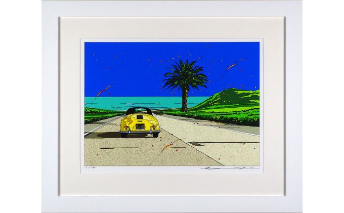 版画 鈴木英人 「クアーズ カラー2」 シリアルナンバー入り フレーム付き 直筆サイン入り インテリア アート 絵画 絵 イラスト 風景 ポルシェ