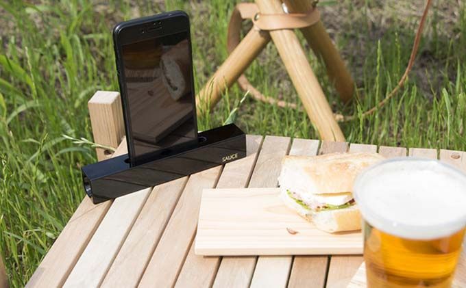 Premium 木製iPhone スティック スピーカー・ピアノブラック