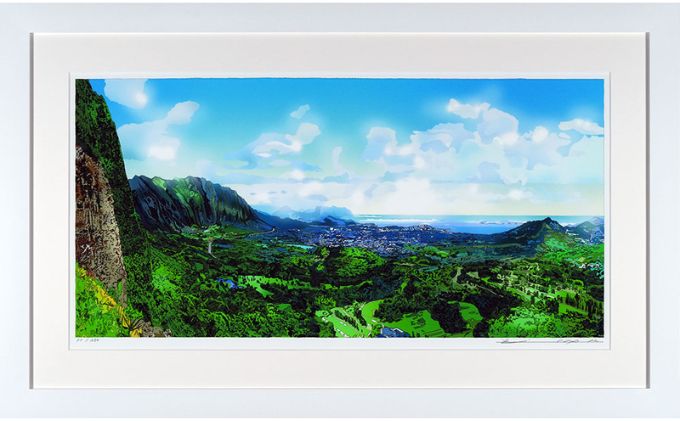 鈴木英人版画「パリ ルックアウト」フレーム付き