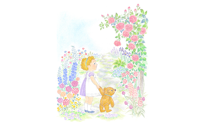 絵本作家おまたたかこ　ジークレー版画「Rose Garden Forever」