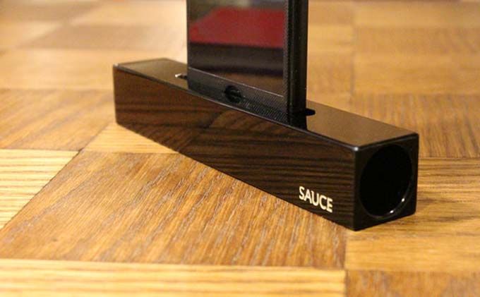 Premium 木製iPhone スティック スピーカー・ピアノブラック