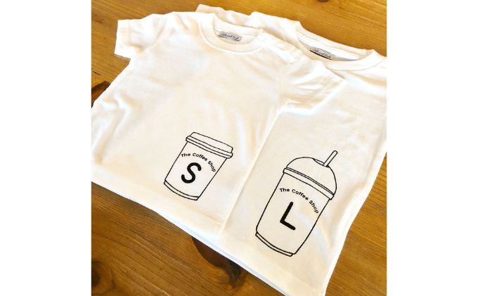 2人兄弟姉妹でおそろい/コーヒーカップ S×L プリント/ Tシャツ2枚組ギフトセット【出産祝い・誕生日・ギフト・プレゼント】（80cm×130cm）