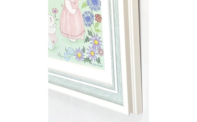 絵本作家おまたたかこ　ジークレー版画「花散歩」