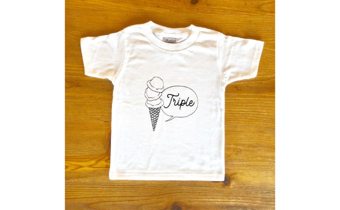 3人兄弟姉妹でおそろい/アイスクリーム Sigle×Double×Triple プリント/ Tシャツ3枚組ギフトセット【出産祝い・誕生日・ギフト・プレゼント】（80cm×90cm×100cm）