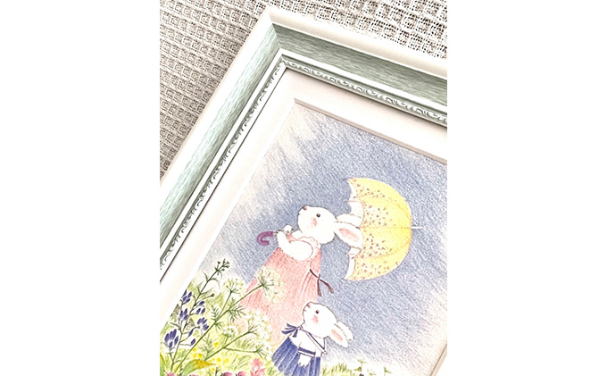 絵本作家おまたたかこ　ジークレー版画「高原散歩」