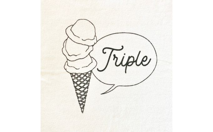 3人兄弟姉妹でおそろい/アイスクリーム Sigle×Double×Triple プリント/ Tシャツ3枚組ギフトセット【出産祝い・誕生日・ギフト・プレゼント】（80cm×110cm×150cm）