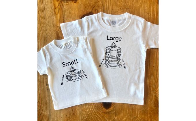2人兄弟姉妹でおそろい/パンケーキ Small×Large プリント/ Tシャツ2枚組ギフトセット【出産祝い・誕生日・ギフト・プレゼント】（90cm×110cm）