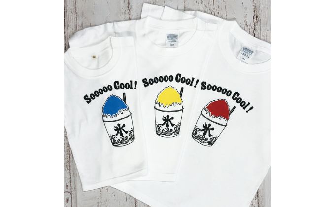 2人兄弟姉妹でおそろい / かき氷 ブルー（小）レッド（中）イエロー（大）/ Tシャツ3枚組ギフトセット（※その他サイズはご注文後の確認）