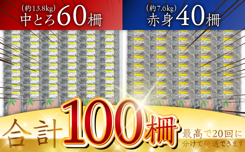 天然本鮪中とろ・赤身 合計100柵　M007-008-03