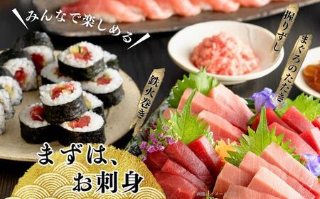【まぐろ尽くし】天然本まぐろ詰合せ 500g（中トロ100g、赤身200g、すきみ200g）　M020-022