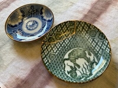 本漆の伝統金継ぎ 体験ペアチケット【金継ぎ皿付き】　M102-001-02