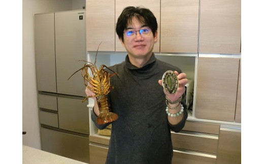 新鮮！天然活伊勢海老と天然活あわび　M030-015