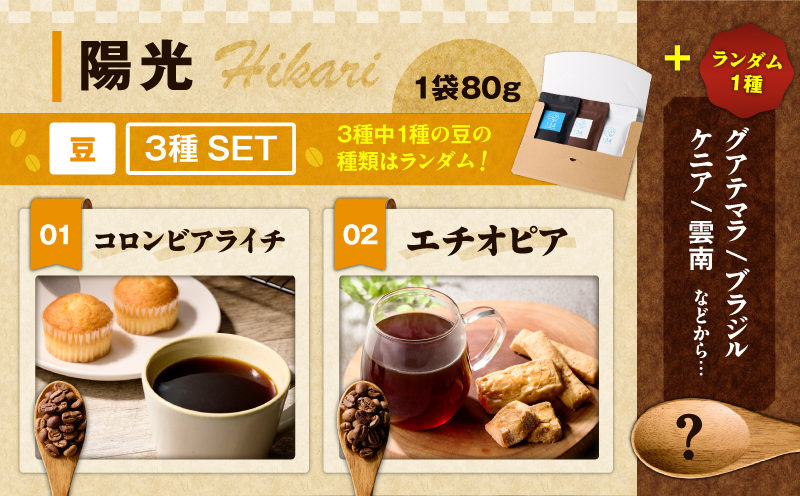 【陽光】スペシャリティコーヒー豆3種セット　M123-008