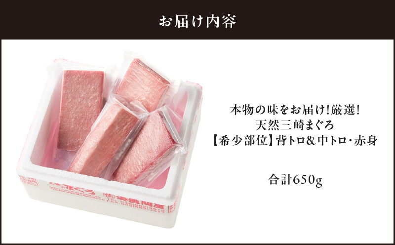 本物の味をお届け！厳選！天然三崎まぐろ＜希少部位＞背トロ＆中トロ・赤身　M005-039