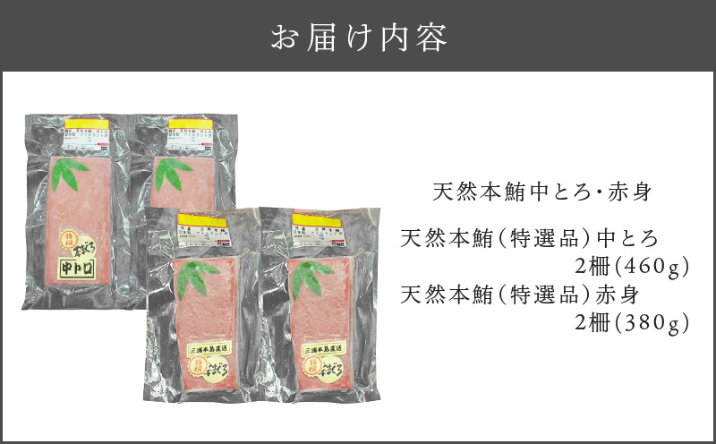 天然本鮪中とろ2柵・赤身2柵　M007-008-01