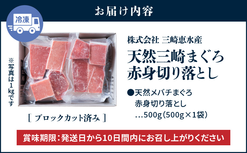 【期間限定 ねぎとろ付き】＜選べる＞天然三崎まぐろ 赤身 切落し 500g（500g×1袋）　M020-014-04-cp