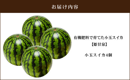 有機肥料で育てた小玉スイカ【姫甘泉】（4個入り）　M002-005