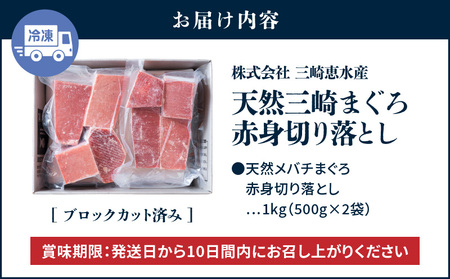 ＜選べる＞天然三崎まぐろ 赤身 切落し 1kg（500g×2袋）　M020-014-01