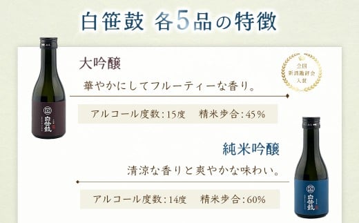 白笹鼓 ５種 飲み比べセット（各180ml）日本酒