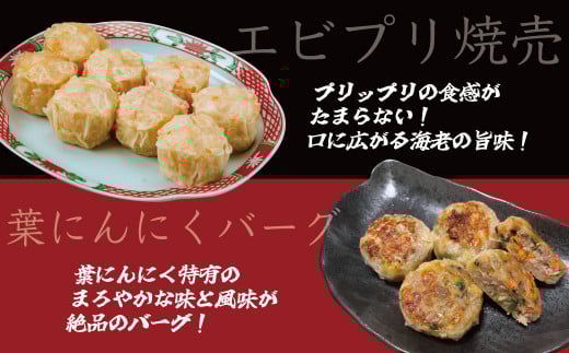  豪華お試し中華セット （エビプリ焼売20個・はだの焼売20個・はだの餃子36個・葉にんにくバーグ9個）