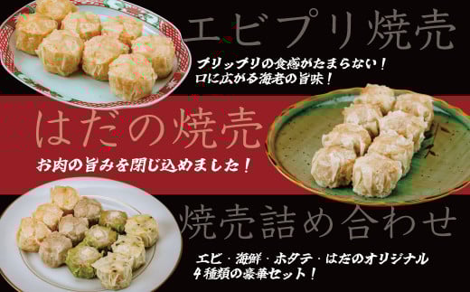 豪華お試し中華セット＋(プラス)（エビプリ焼売20個・はだの焼売20個・はだの餃子36個・葉にんにくバーグ9個・４種の焼売ギフトセット）