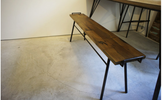 gleam 古民家の古材ベンチ(ホワイトウォッシュ)