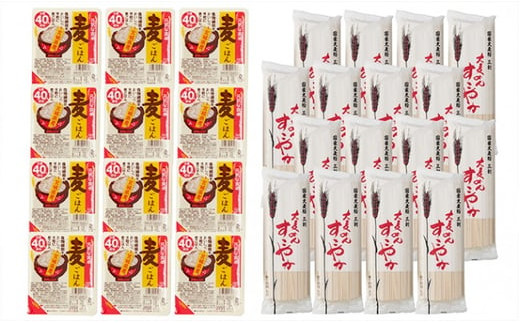 濱田の大麦セット 食物繊維たっぷり！美味しく食べて 健康増進｜大麦 麦ごはん 麺 無添加 セット ギフト 贈りもの 健康 食物繊維 [0137]