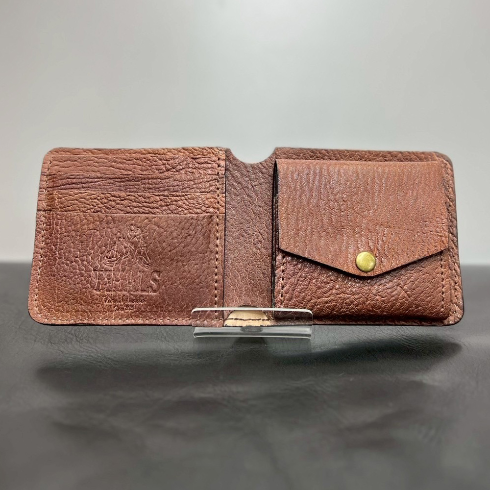 YIHALS ハンドメイド 鹿革 2つ折り財布 ネイビーブルー《靴屋が手掛ける革製品》｜イハレス レザー 革小物 [0640]