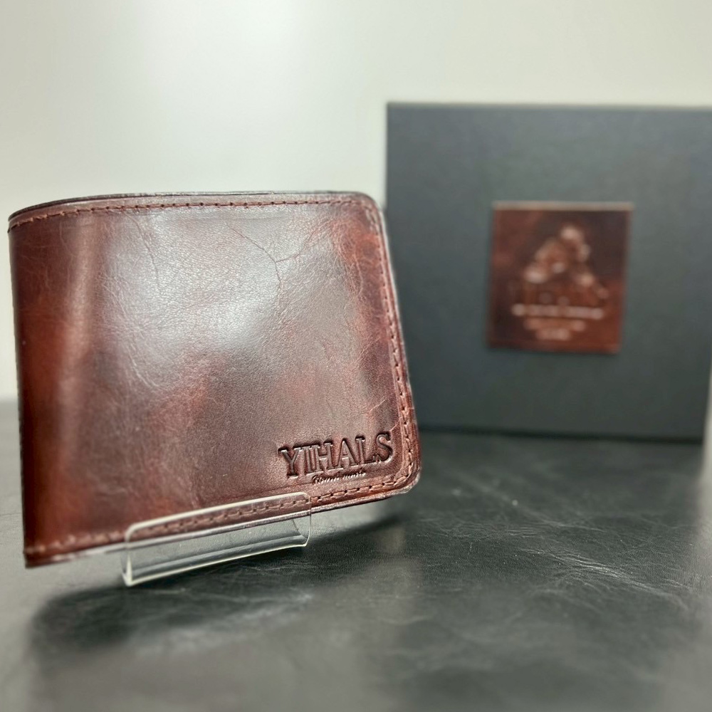 YIHALS ハンドメイド 牛革 2つ折り財布 ブラック《靴屋が手掛ける革製品》｜イハレス レザー 革小物 [0666]