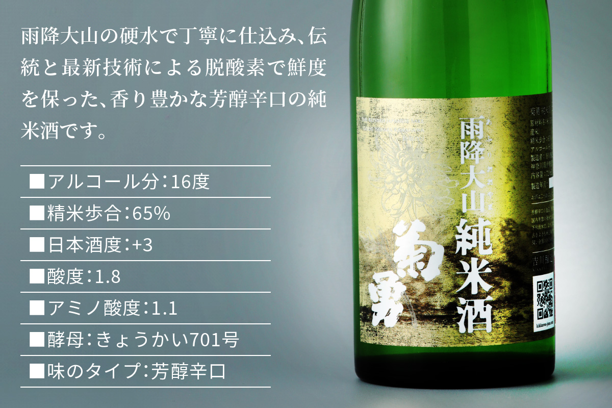 吉川醸造 菊勇 雨降大山純米酒 720ml｜清酒 日本酒 お酒 雨降山 あふり [0848]