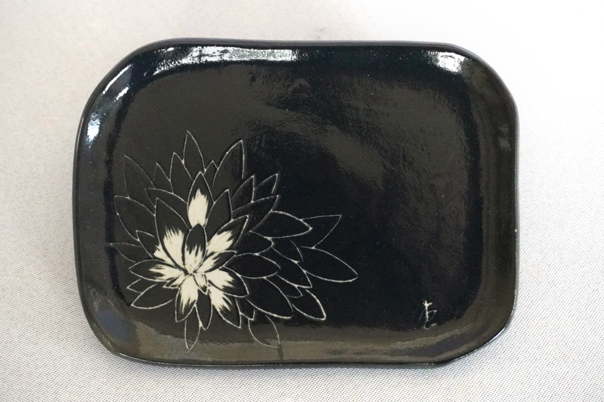 源太夫窯 和食器『角皿』3枚 [黒]｜食器 お皿 源太夫窯 げんだゆうがま 村山恵子 陶芸品 陶芸作品 陶芸 作家 作品 窯元 [0954]