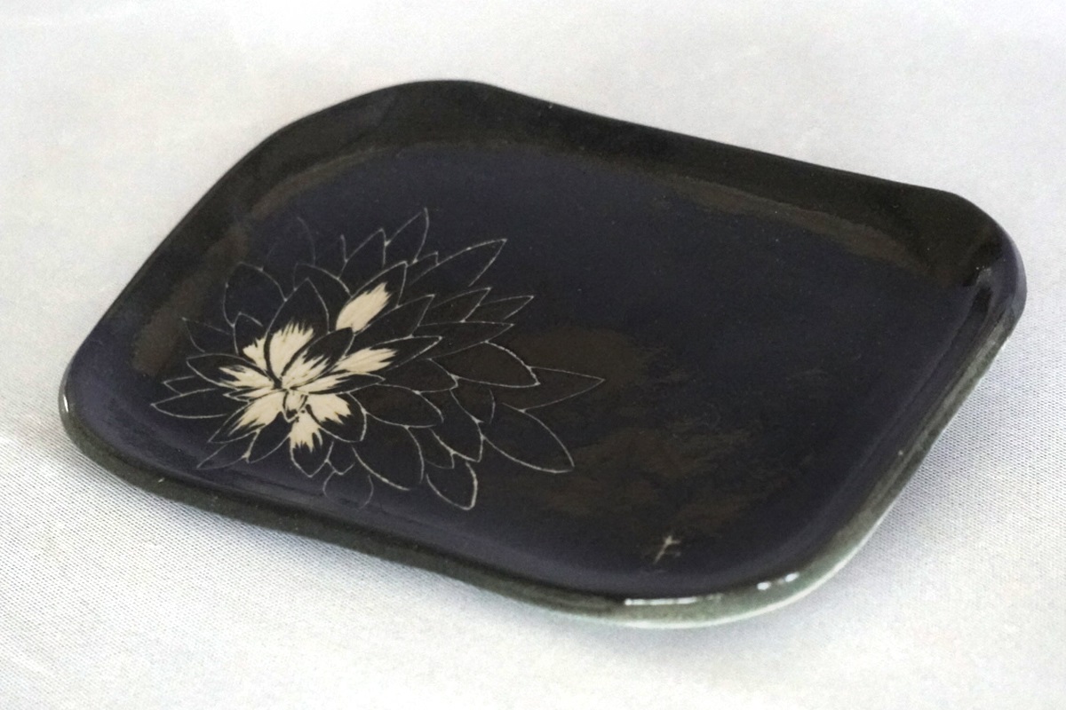 源太夫窯 和食器『角皿』2枚 [黒]｜食器 お皿 源太夫窯 げんだゆうがま 村山恵子 陶芸品 陶芸作品 陶芸 作家 作品 窯元 [0951]