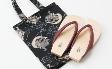 花呉装 純国産メンズ下駄＆縦型和柄トートバッグ [0470]