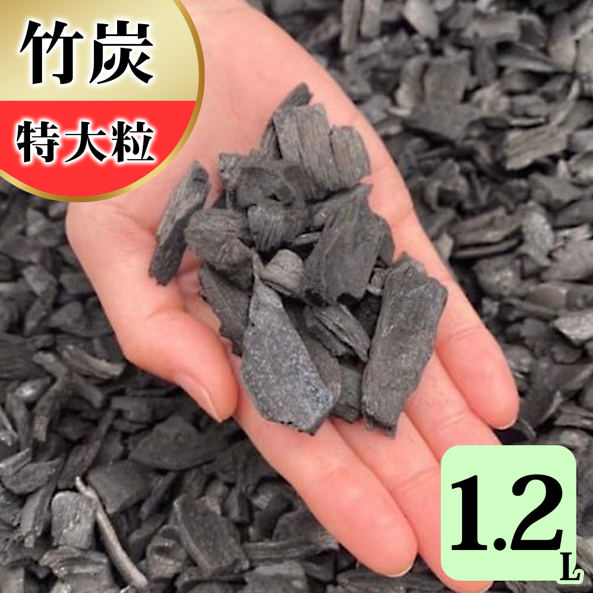 竹炭 特大粒 1.2L 土壌改良 園芸 消臭 調湿効果｜竹炭 観葉植物 調湿 ポーラス竹炭 菌ちゃん農法 [0593]