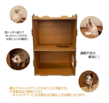 工具不要、組立簡単、軽量、エコな紙素材のキャットハウス　にゃんボールハウス【四角型】
