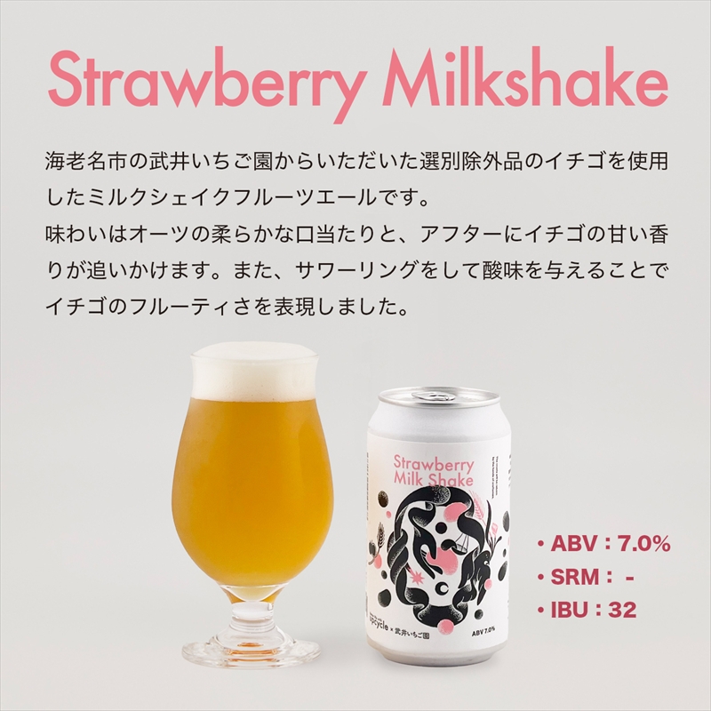 サスティナブル・クラフトビール　Strawberry Milkshake　3本 お酒 クラフトビール ギフト おうち時間 グランピング キャンプ プレゼント 地ビール 神奈川県 海老名市 送料無料