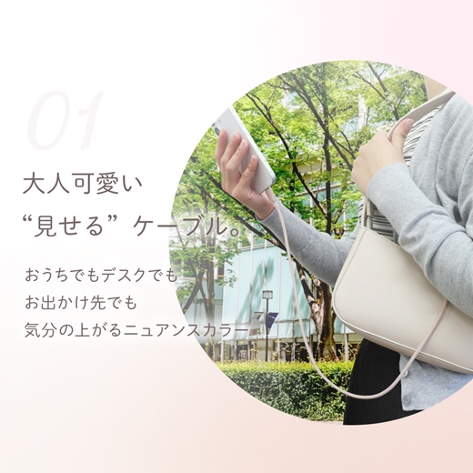 Owltech シースルー素材採用 耐屈曲5万回 PD60W充電／データ転送 USB Type-C to USB Type-C シリコンケーブル Mignonne（ミニョン） OWL-CBS1MINCC12-WH ミスティホワイト 【 ガジェット 海老名市 】