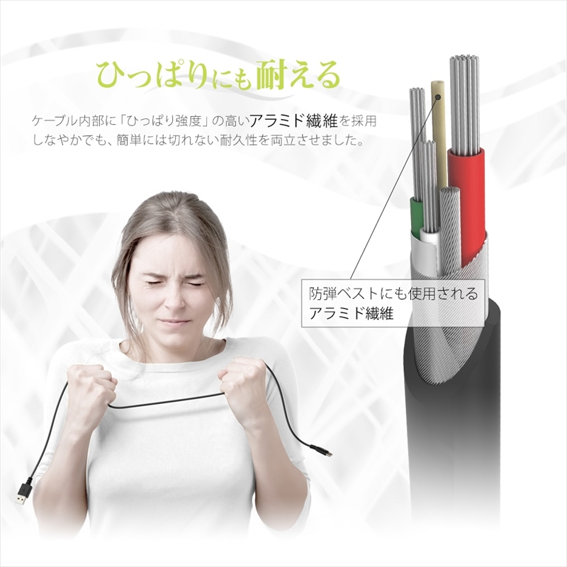 Owltech(オウルテック) やわらかく断線に強い 高い耐久性と柔軟性を併せ持つUSB Type-Cケーブル OWL-CBKCASR5-BK