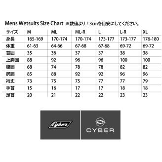 ウエットスーツ CYBER 5/3mm起毛　 LIGHT-ZERO-LTD フルスーツ WINTER仕様 MLサイズ