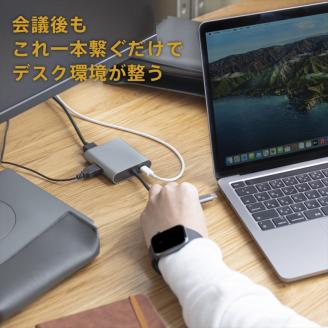 Owltech USB3.2 Gen1対応 PD100W給電ポート付き USBハブ 4 in 1 USB Type-C to マルチポートアダプター OWL-DS3181-SV オウルテック