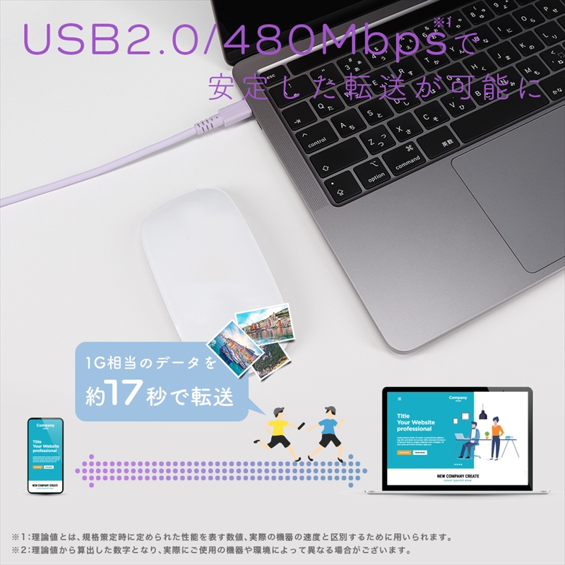 MOTTERU(モッテル) しなやかで絡まない 240W対応 USB-C to USB-C シリコンケーブル 急速充電 データ転送 2.0ｍ カラバリ全8色 2年保証（MOT-SCB240CCG200） エアリーホワイト 【 神奈川県 海老名市 スマホケーブル 充電ケーブル タイプC ガジェット】