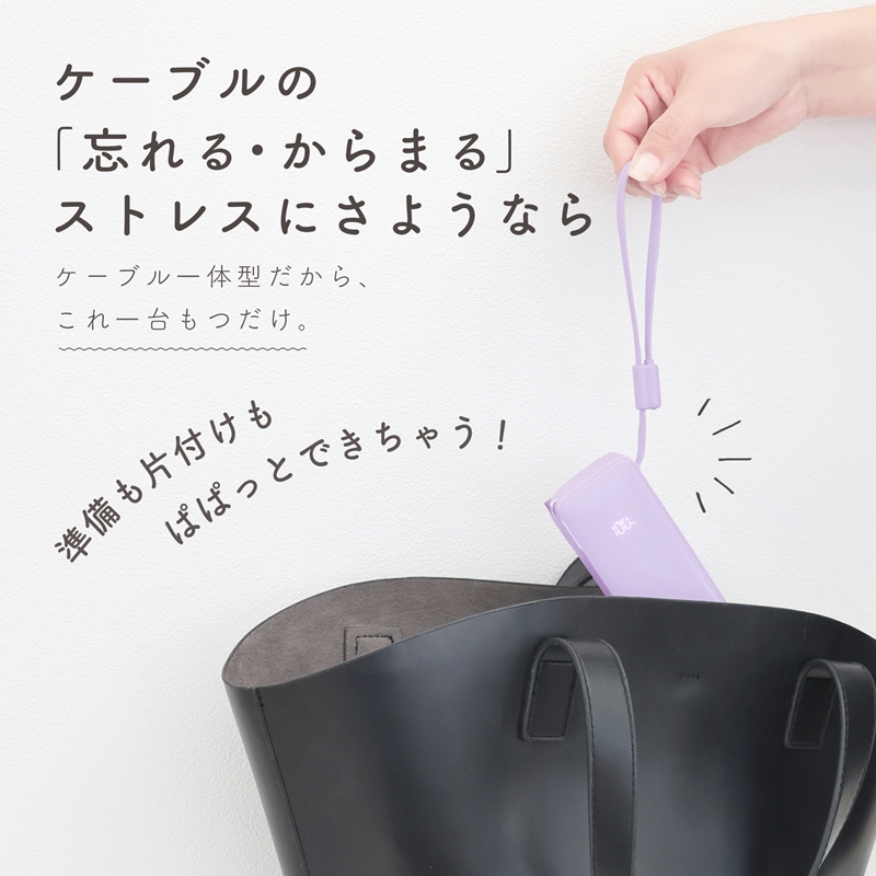 MOTTERU(モッテル) コンセント一体型 モバイルバッテリー 10000mAh PD30W入出力 3in1 残量表示ディスプレイ PSE適合製品 全3色 2年保証(MOT-MBAC10002-ECPU) ペールアイリス【 神奈川県 海老名市 】