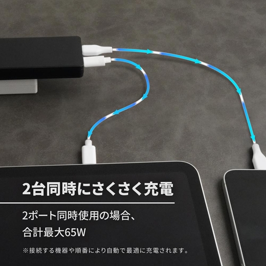Owltech 薄さ14mm 最大PD65W出力 GaN採用 USB Type-C×2 AC充電器 OEC-APD65C2G-BK【 ガジェット 海老名市 】