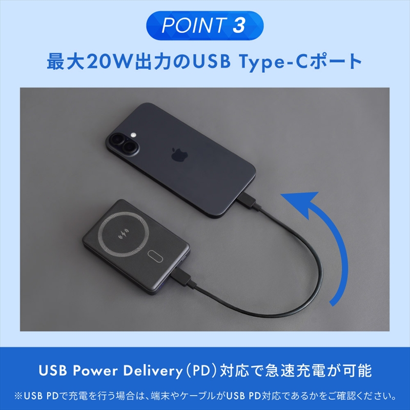 Owltech(オウルテック) 準固体電池採用 スマホリング搭載 5000mAh 最大PD20W対応 USB Type-C入出力 マグネット式ワイヤレス充電対応 モバイルバッテリー OWL-LPB5025MG-BK ブラック【 神奈川県 海老名市 】