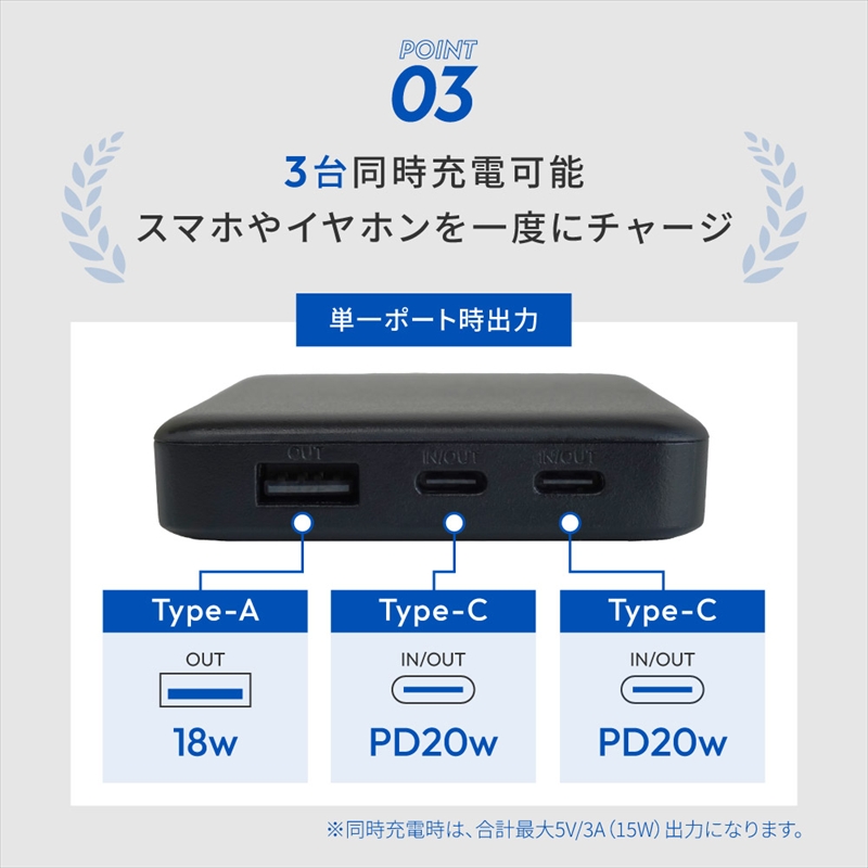 Owltech(オウルテック) 10000mAh 最大PD20W出力対応 USB Type-C入出力／USB Type-A出力 モバイルバッテリー OWL-LPB10028-BK ブラック【 神奈川県 海老名市 】
