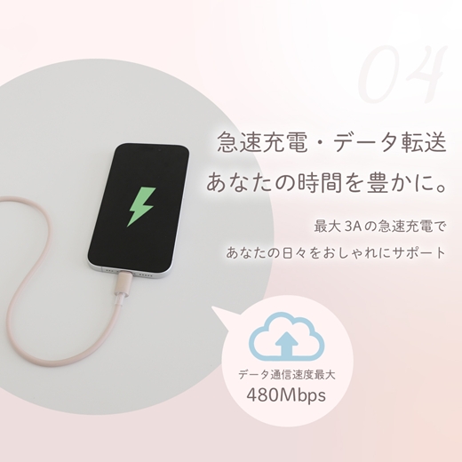 Owltech シースルー素材採用 耐屈曲5万回 急速充電3A／データ転送 USB Type-A to USB Type-C シリコンケーブル Mignonne（ミニョン） OWL-CBS1MINAC12-BE マッシュルームベージュ 【 ガジェット 海老名市 】